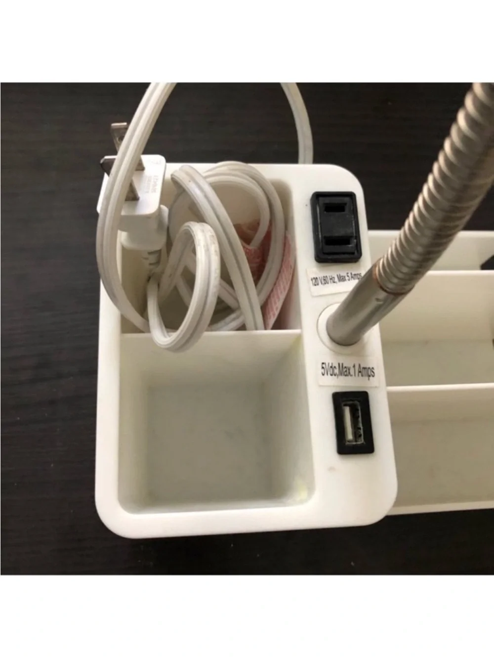 White Multi-Function Desk Lamp with Organizer and Phone Holder